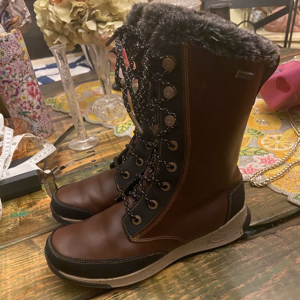 Chaco Borealis Tall Waterproof Boot - Women's Brown Leather Lace Up - Picture 12 of 14